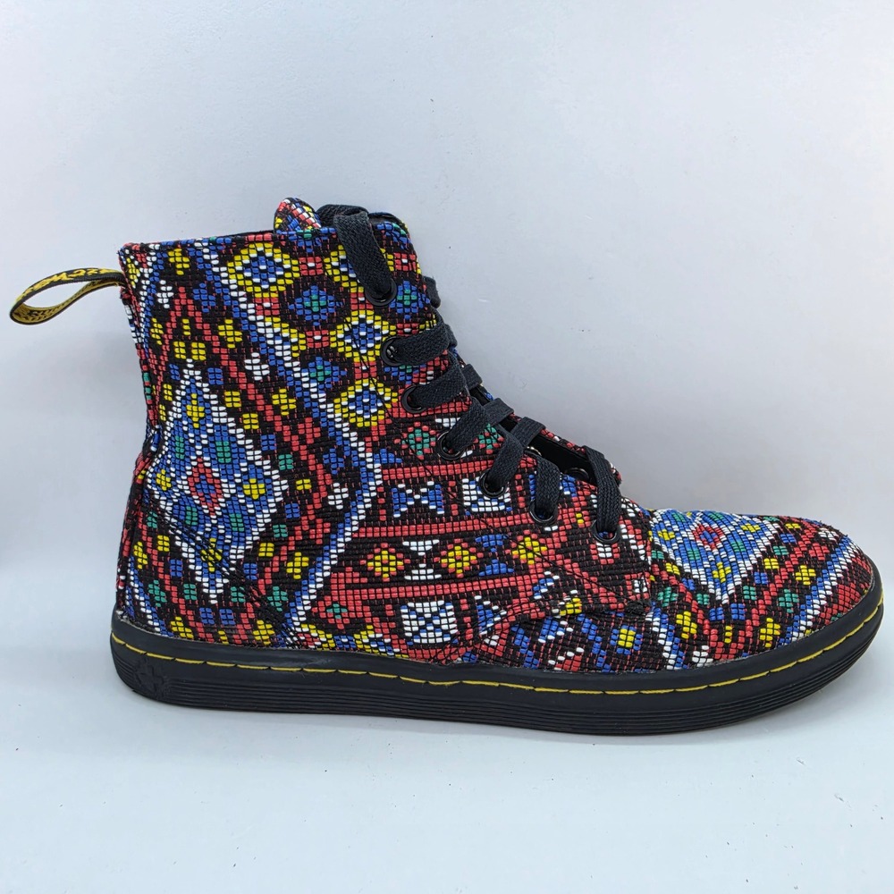 Dr. Martens Hackney Multi Color Geometric Tapestry High Top Boots AW004 Womens 8 - Picture 10 of 11